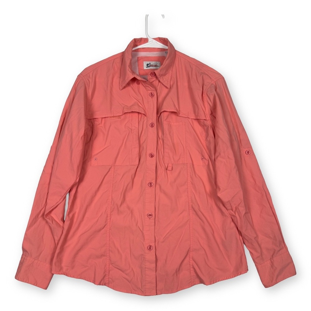 World Wide Sportsman Womens Medium Coral Pink Fishing Shirt Long Sleeve Vented